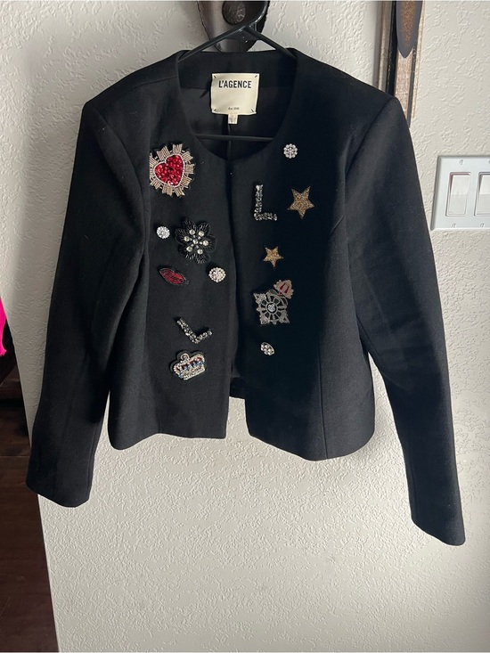 L'AGENCE Jackets & Blazers - L'AGENCE Black Embellished Cropped Blazer